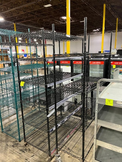 wire shelving units, on casters