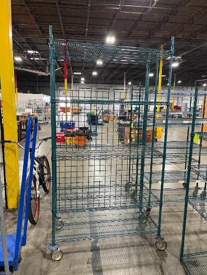 wire shelving unit, epoxy coated, on casters