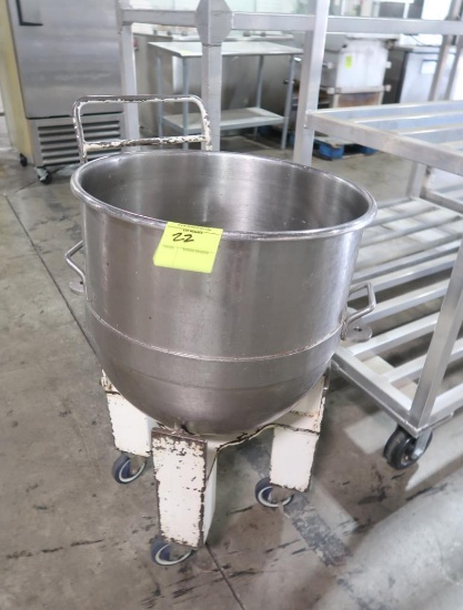 stainless mixing bowl, on dolly