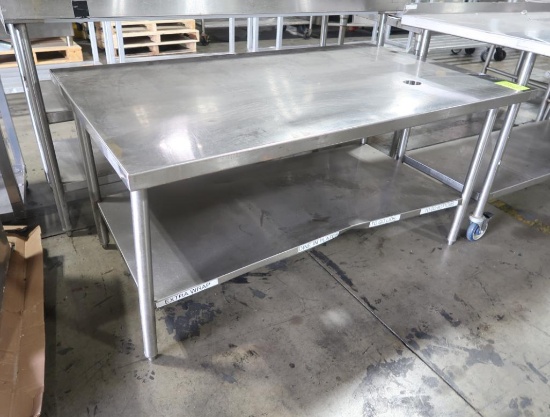 stainless table w/ undershelf & hole in top