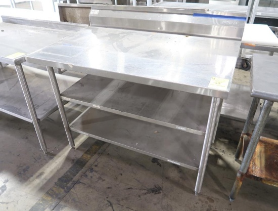 stainless table w/ backsplash & 2) undershelves