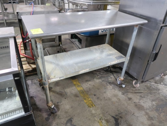 stainless table w/ undershelf, on casters
