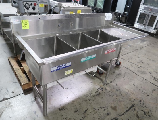 3-compartment sink w/ R drainboard
