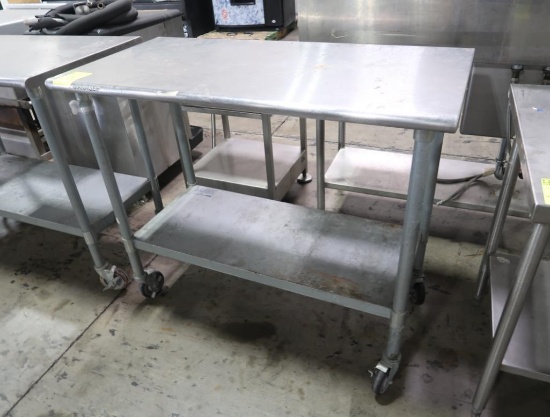 stainless table w/ undershelf, on casters