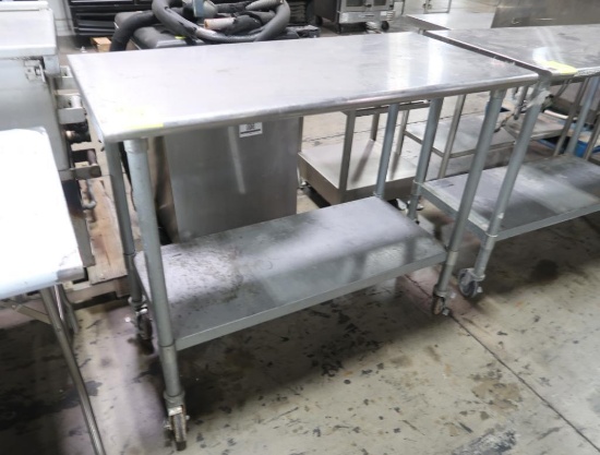 stainless table w/ undershelf, on casters