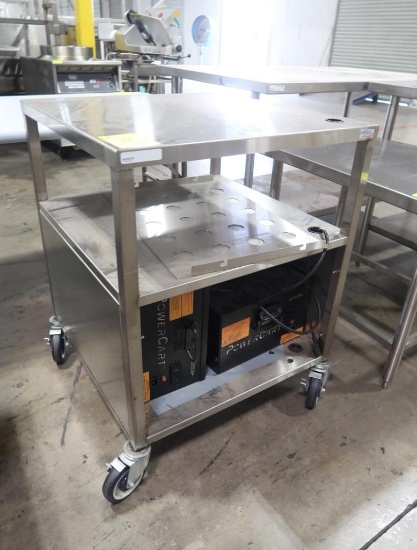 stainless cart w/ 2) PowerCart inverters, portable 120v power