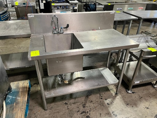 stainless table w/ single compartment sink