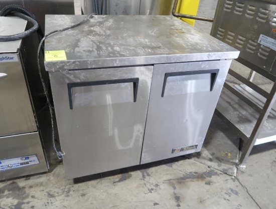 True 2-door undercounter refrigerator, on casters