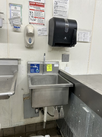 Knee-Operated Hand Sink W/ Soap And Paper Towel Dispenser