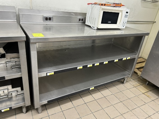 5ft Stainless Steel Table W/ Backsplash And Storage