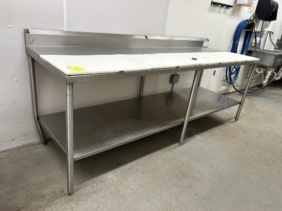8ft Polytop Table W/ Backsplash (Dented Back Leg)