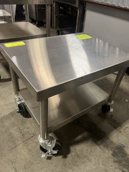 STAINLESS STEEL WORK/ UTILITY CART- MOUNTED ON LOCKABLE CASTERS