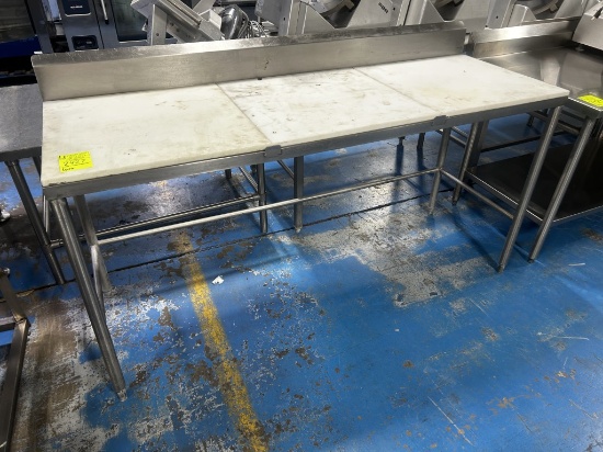 6FT STAINLESS STEEL POLY TOP TABLE WITH BACKSPLASH