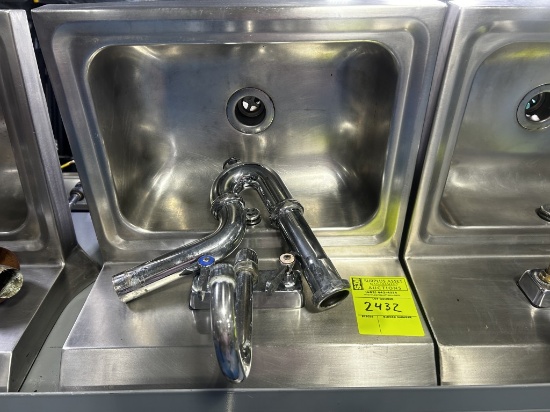 STAINLESS STEEL WALL MOUNT SINK WITH FAUCET AND DRAIN