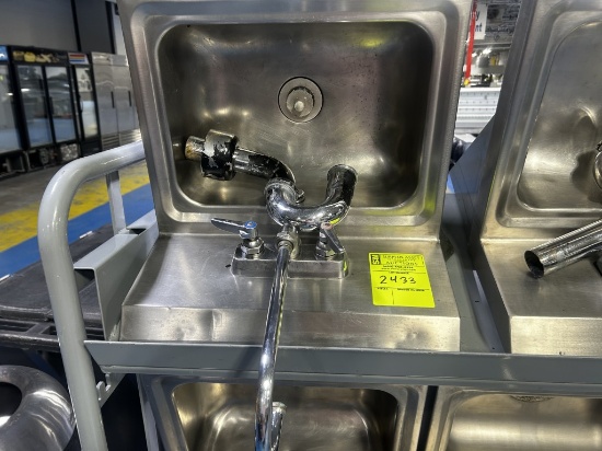 STAINLESS STEEL WALL MOUNT SINK WITH FAUCET AND DRAIN