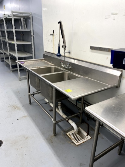 TWO COMPARTMENT STAINLESS STEEL SINK