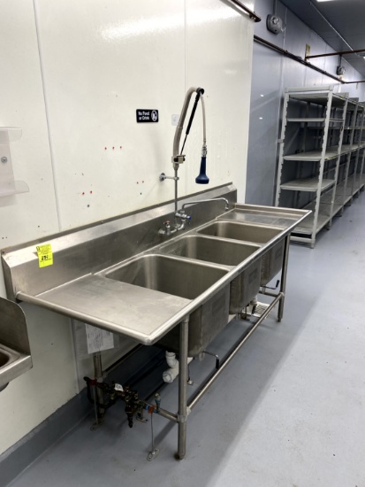 THREE COMPARTMENT STAINLESS STEEL SINK