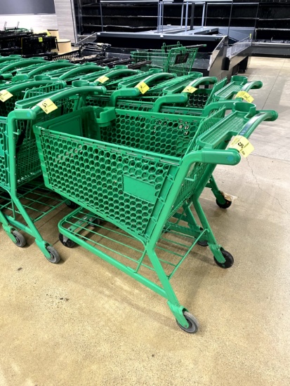 GREEN PLASTIC SHOPPING CARTS (SEE DESCRIPTION)