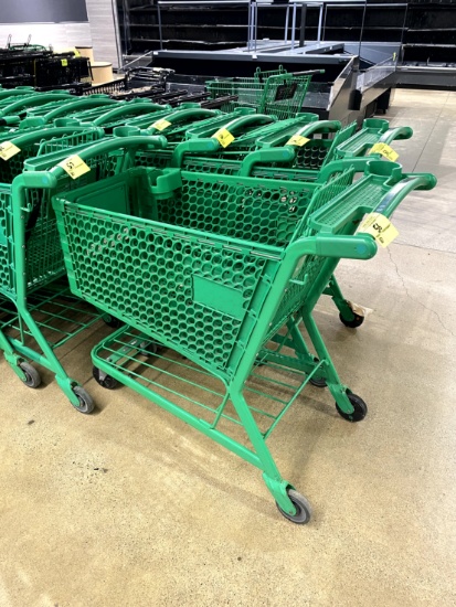 GREEN PLASTIC SHOPPING CARTS (SEE DESCRIPTION)