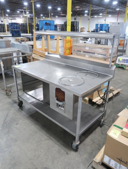 stainless donut glazzing table w/ top and bottom shelves