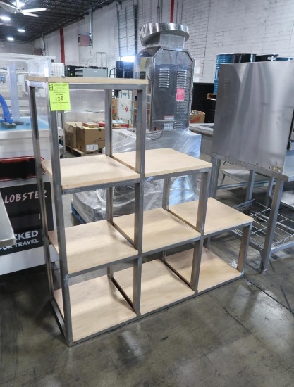 4-tier step shelf w/ stainless frame, oak top