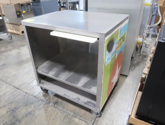 stainless demo cart w/ bottom shelves & cutting board