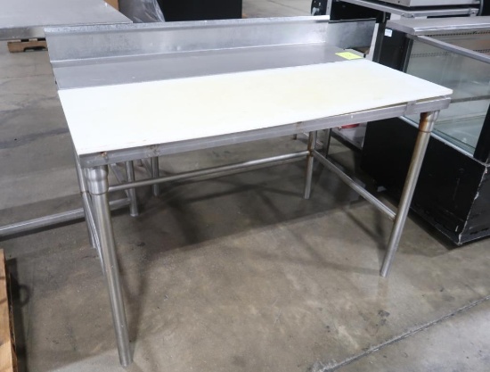 stainless poly top table w/ backsplash