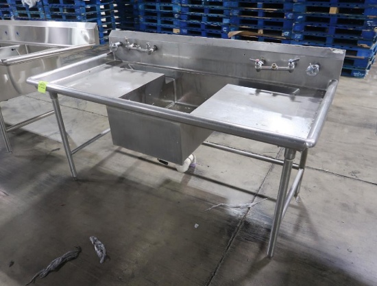 stainless fish cleaning sink w/ L&R drain boards