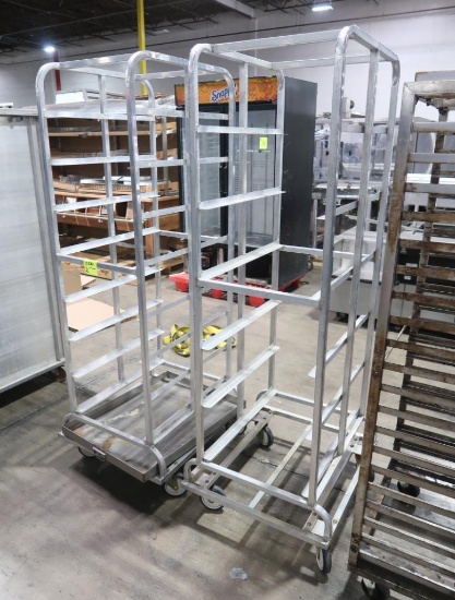 aluminum sheet pan carts with space for bottom tray
