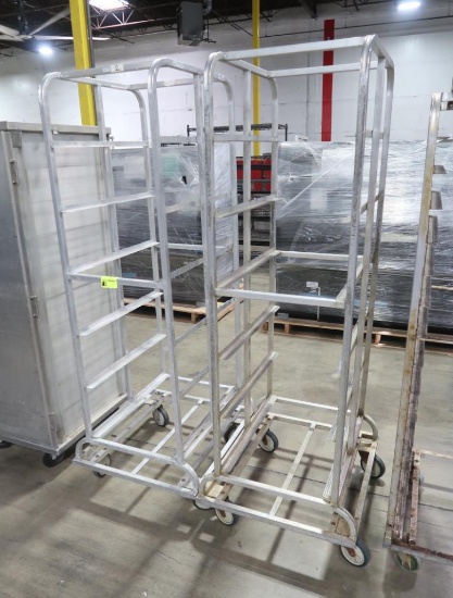 aluminum sheet pan carts with space for bottom tray