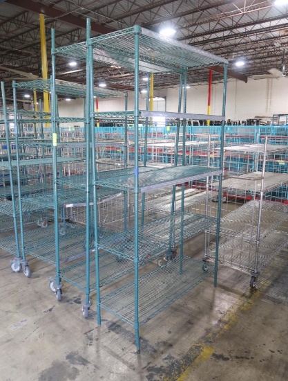 wire shelving unit, epoxy coated, one w/ casters