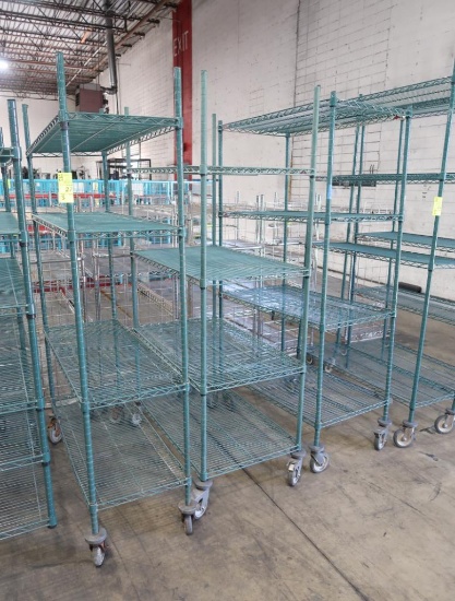 wire shelving unit, epoxy coated, w/ casters