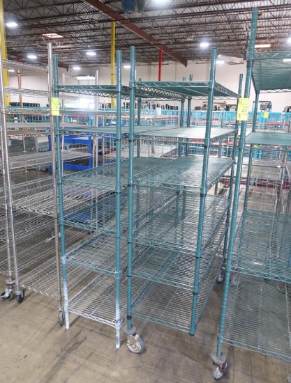 wire shelving unit, epoxy coated, one w/ casters