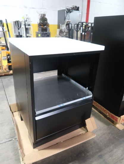 Royston steel cabinet w/ solid surface top & stainless shelf