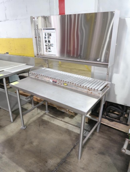stainless work table w/ rollers & top shelf