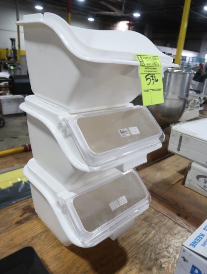 3) ingredient bins, 2) w/ lids