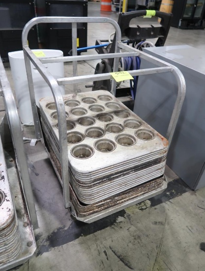 aluminum sheet pan cart, w/ muffin pans