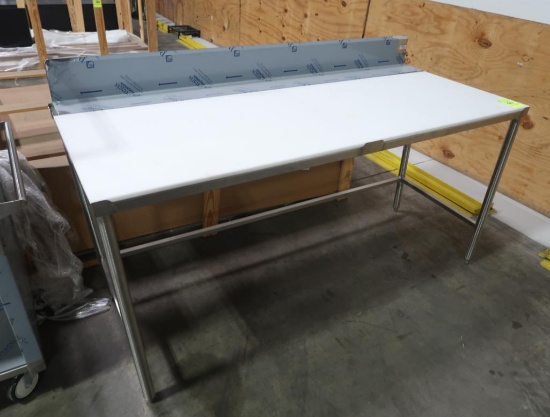 stainless table w/ poly top, backsplash