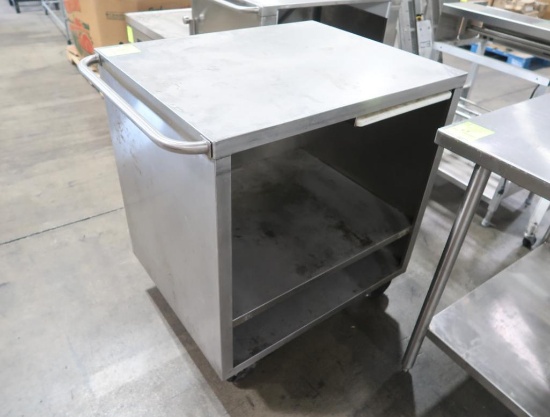 stainless demo cart w/ bottom shelves & cutting board