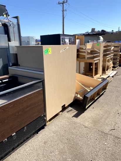 GROUP OF WOOD MILLWORK FOR CHECKOUT