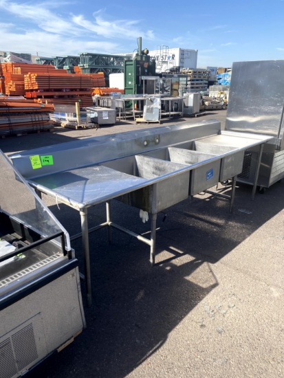 THREE COMPARTMENT STAINLESS STEEL SINK
