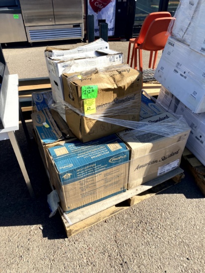 PALLET OF PROFLO AND AMERICAN STANDARD TOILET PARTS