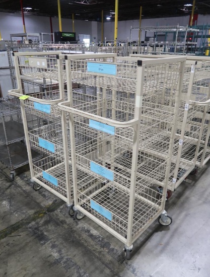 steel wire restocking cart w/ 4 baskets