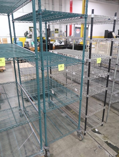 wire shelving unit, epoxy coated, on casters