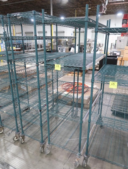 wire shelving unit, epoxy coated, on casters