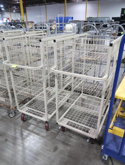 steel wire restocking cart w/ 6 baskets & unershelf