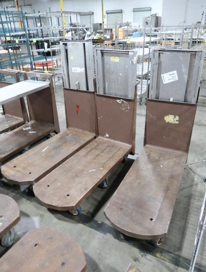 steel low flat carts w/ shelf attachment