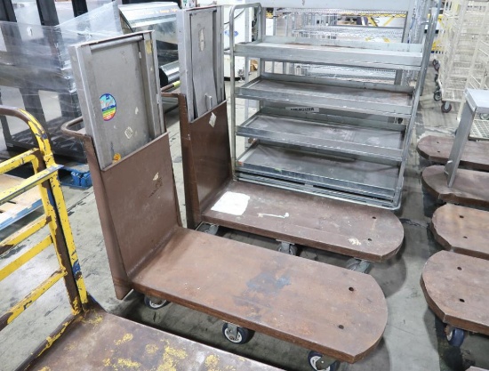 steel low flat carts w/ shelf attachment