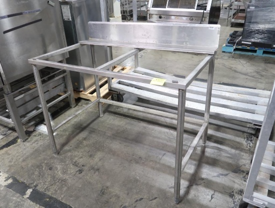 stainless poly top table with backsplash, missing poly top
