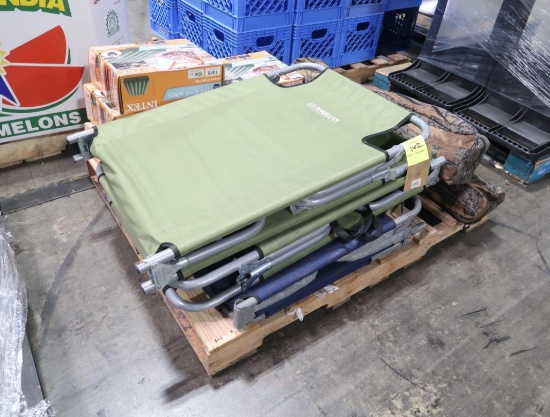 pallet of camping chairs & inflatable beds